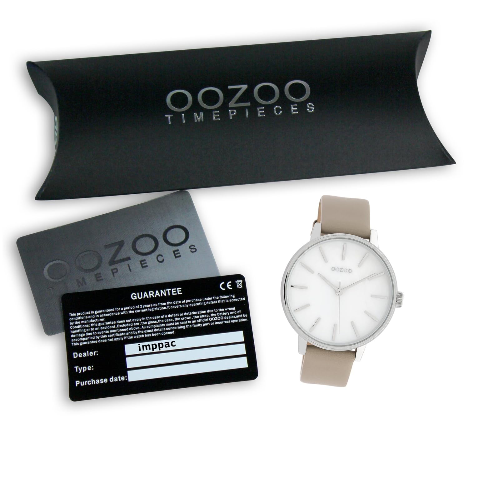 Oozoo Damenuhr mit Perlmutt Zifferblatt und Lederband 42 MM Perlmutt/Taupe C10118