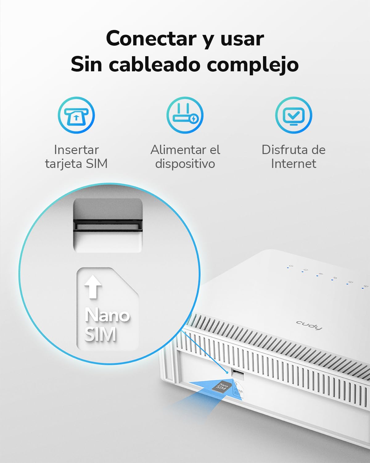 Cudy LT500E 4G LTE Cat 4 Módem Router Rápido con Ranura para Tarjeta SIM, WiFi AC1200, OpenVPN, Wireguard, IPsec, Cliente VPN, Antenas Interno, Mesh