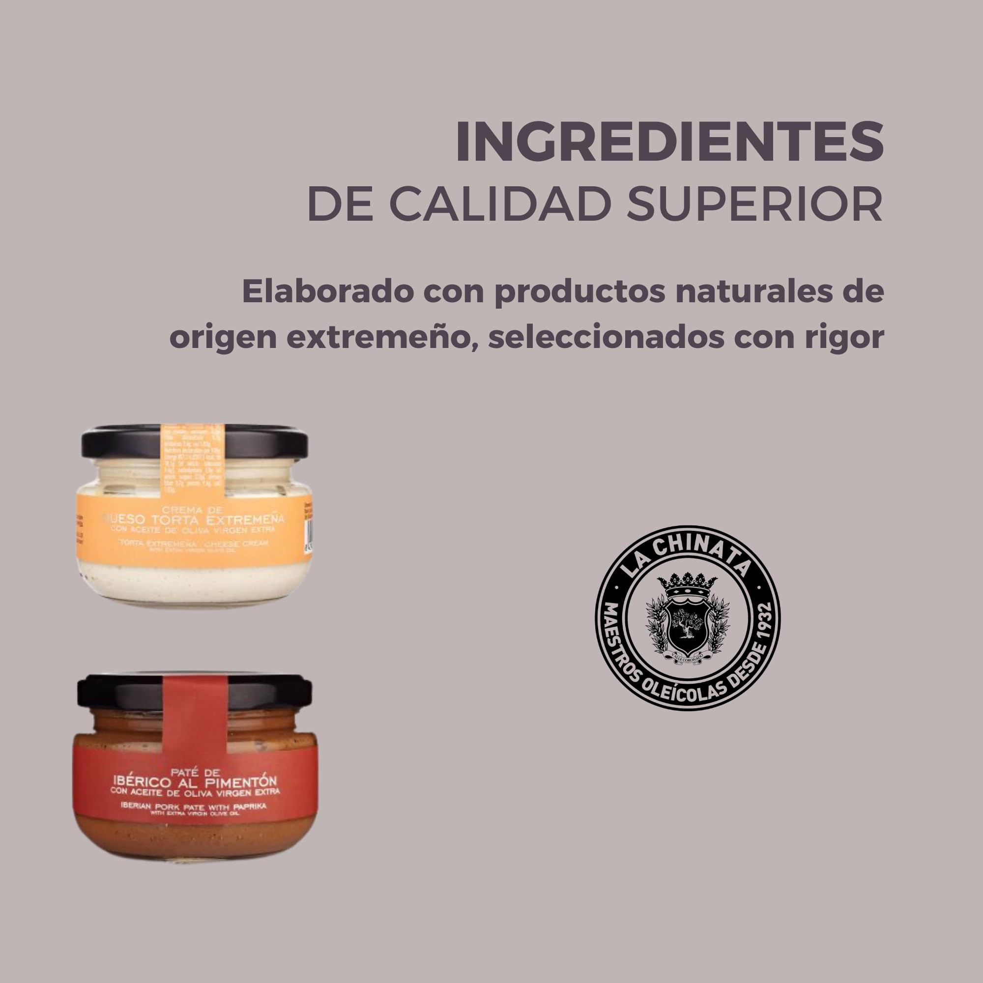 Box S Extremeño La Chinata – Selección Gourmet con Aceite de Oliva Virgen Extra, Embutidos y Mermelada – Regalo Típico de Extremadura para Degustaciones y Picoteos