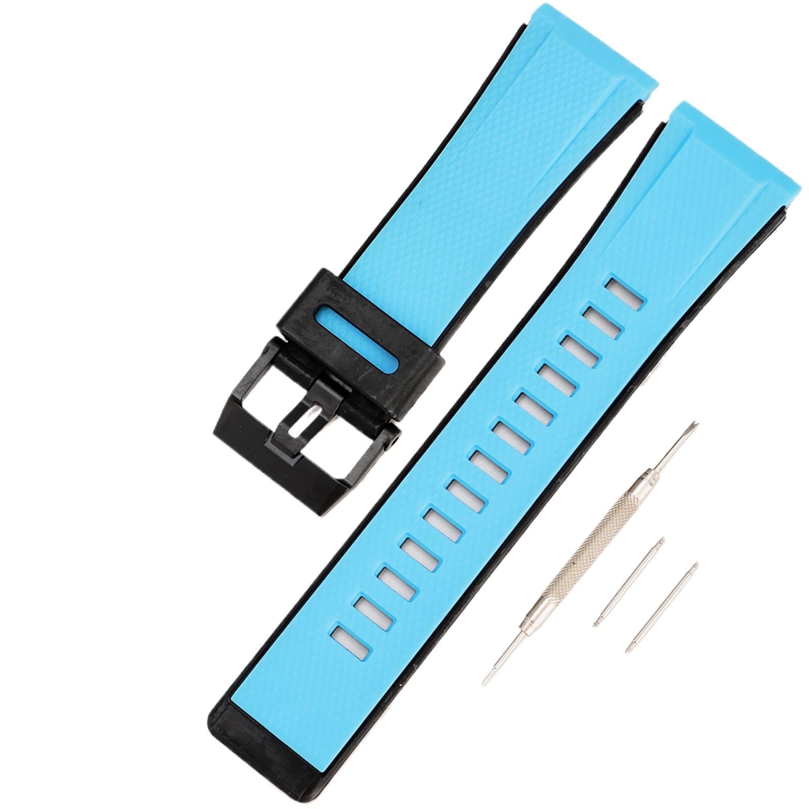 Waterproof Rubber Watch Strap Compatible with Casio Pro Trek GA2000 PRG600 PRW6600 PRG-650Y Men's Sports Watch, Replacement watch bands for men(Light Blue/Black)