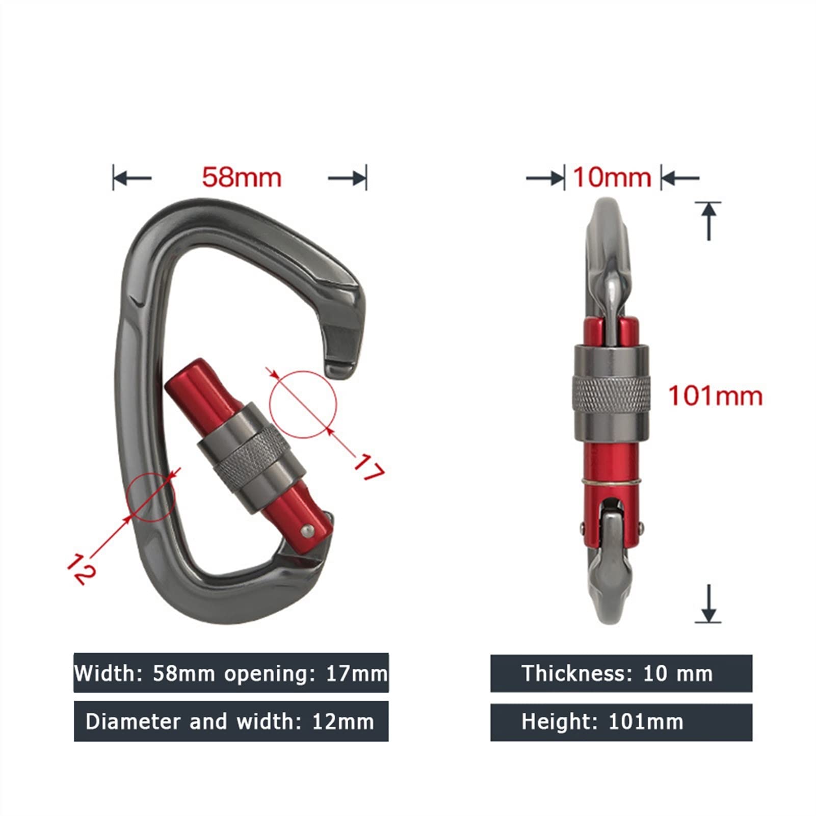 Karabińczyk, Karabinek wspinaczkowy 25KN Profesjonalny kształt D Aviation Aluminium Safety Lock Outdoor Climbing Ascend Mountaineering Equipment Tool(Blue 1pcs)