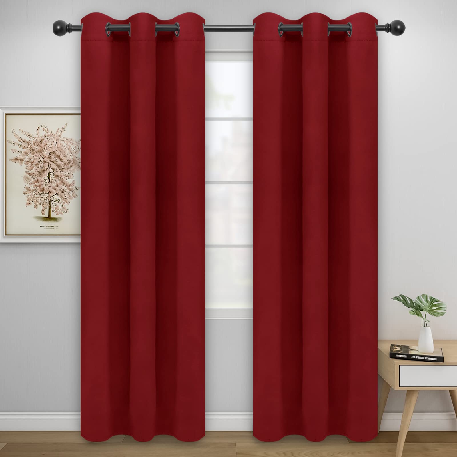Easy-Going Blackout Curtains for Bedroom, Solid Thermal Insulated Grommet and Noise Reduction Window Drapes, Room Darkening Curtains for Living Room, 2 Panels (42x95 in, Christmas Red) โ image 1