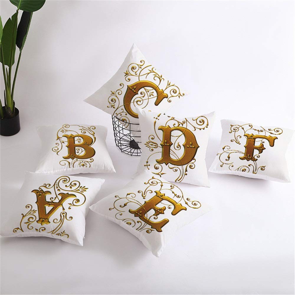 JIANGLANY Federa per cuscino con lettere dell'alfabeto inglese, 45 x 45
