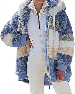HYMCX Teddy Fleece Jacket Women Cuddly Jacket Women Fluffy Teddy Fleece Jacket Long Cuddly Fleece Jacket Girls Plush Coat Teddy Winter Jacket with Hood Cuddly Sweat Jacket With Teddy Lining