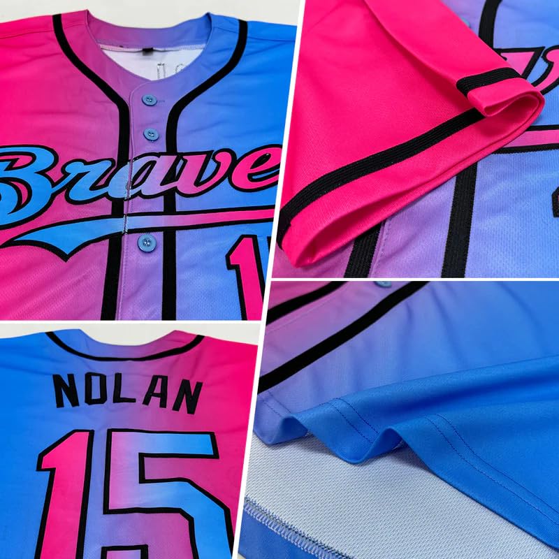 Camiseta personalizada de béisbol con nombre, número y logo cosidos para hombre y mujer miniatura 4