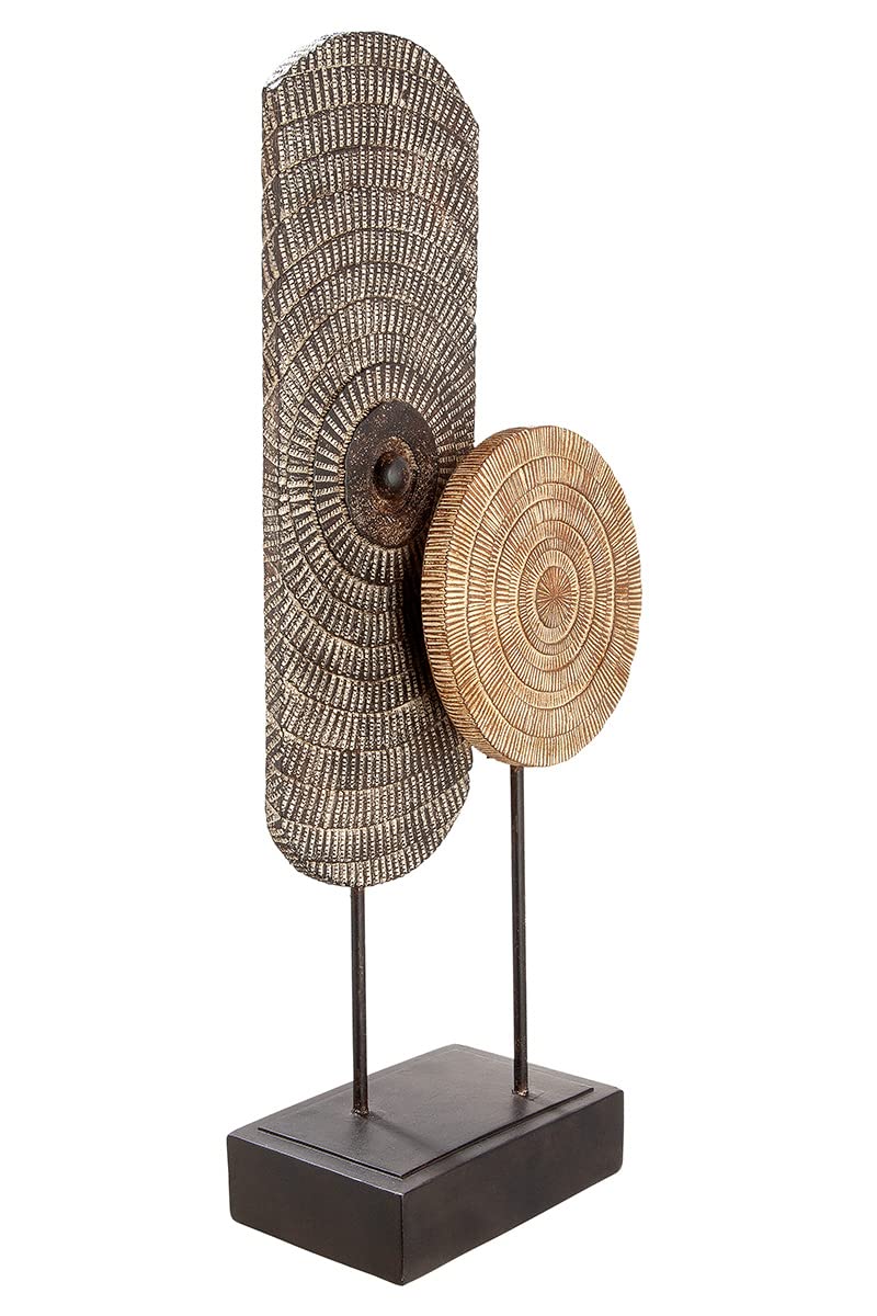 GILDE Poly Skulptur Carve auf Sockel - Dekorative Figuren - Deko Statue Wohnzimmer - Büro Dekoration Braun - Höhe 47,5 cm, Naturfarben