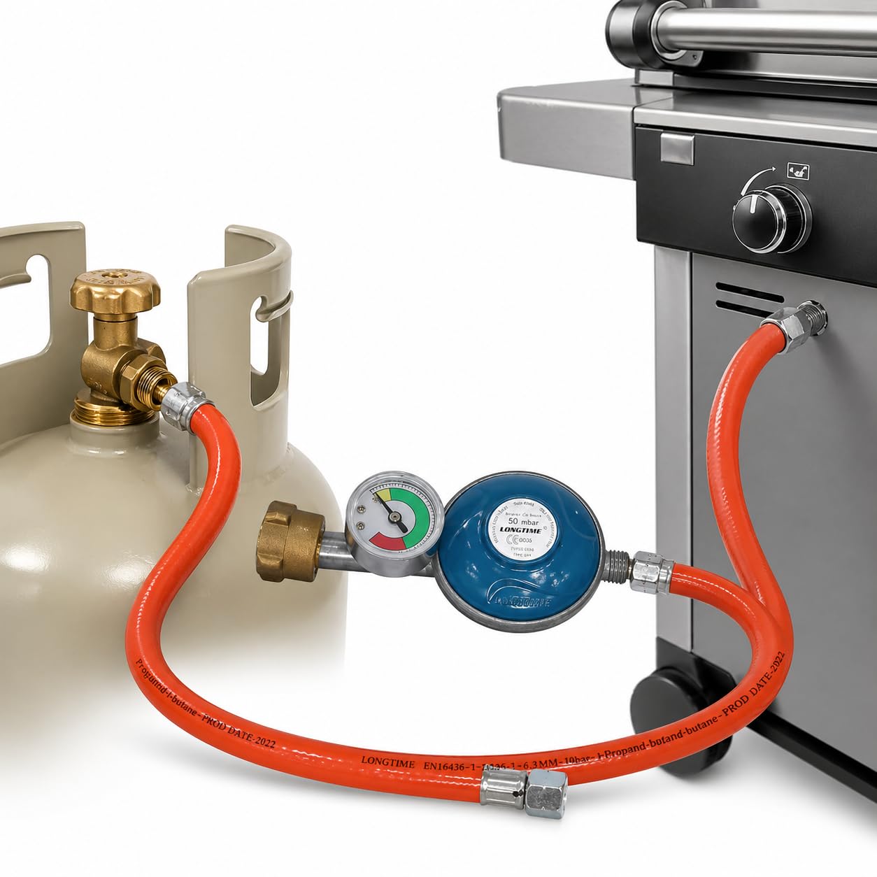 Wąż do gazu + reduktor ciśnienia w zestawie manometr, regulator gazu 80 cm, regulator propanu, butanu, wąż do napełniania gazem gazowym