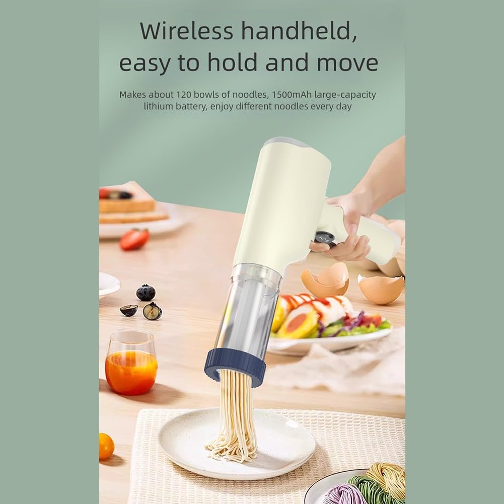 Machine à nouilles de cuisine, machine à pâtes automatique de petite taille pour un usage domestique avec chargement USB, design compact à main pour nouilles fraîches