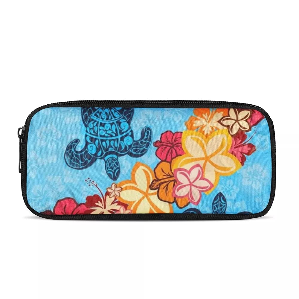 Pencil Case for Exams Large，Amzbeauty College Student Exam Practice Desktop Pen Organization,Sea Turtle Floral Design