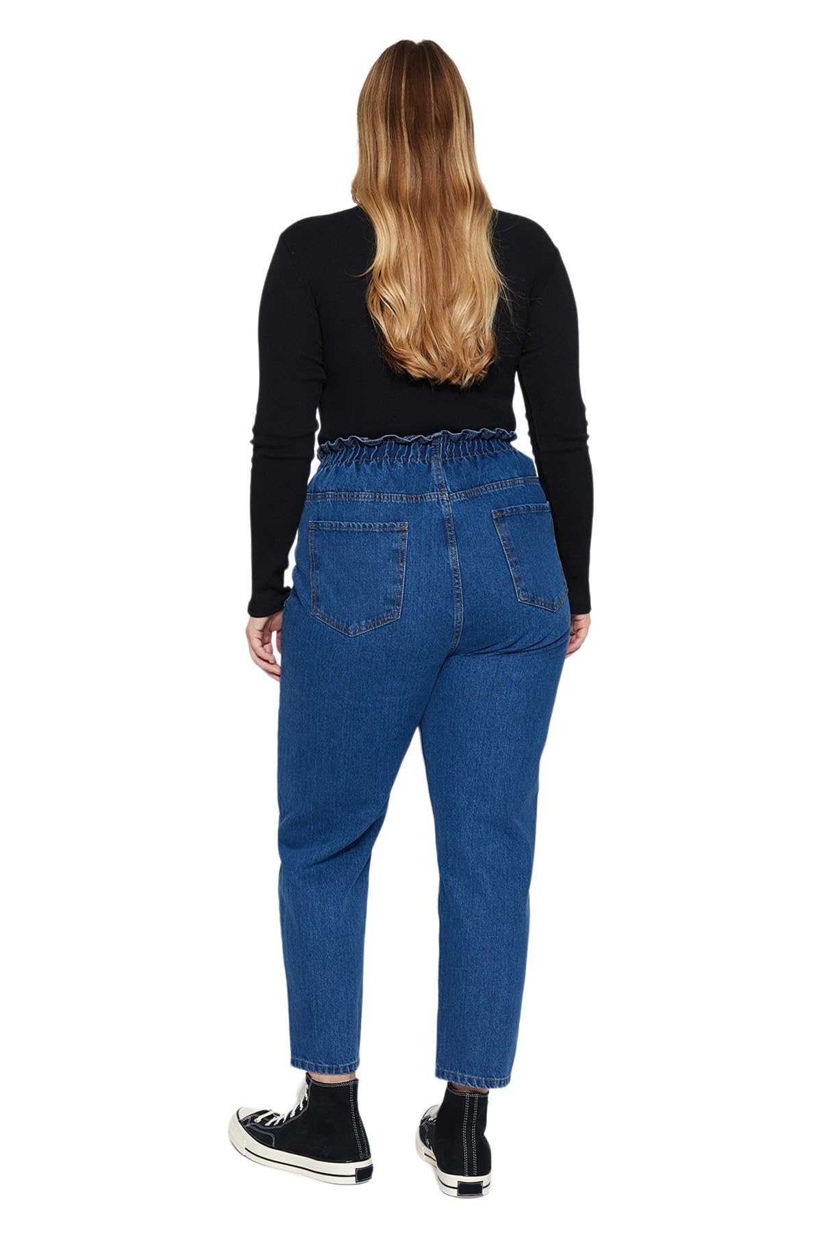 Trendyol Jeans Haute Jambe Droite Grande Taille pour Femme Pantalons