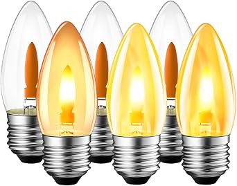 LVWIT Flicker Flame Light Bulb,E27 Flickering Candle Light Bulbs,1800K Warm White Fire Flickering Chandelier Light Bulbs for Daily Decoration,Christmas,Halloween,Party,Non-Dimmable6 PCS,2 Modes
