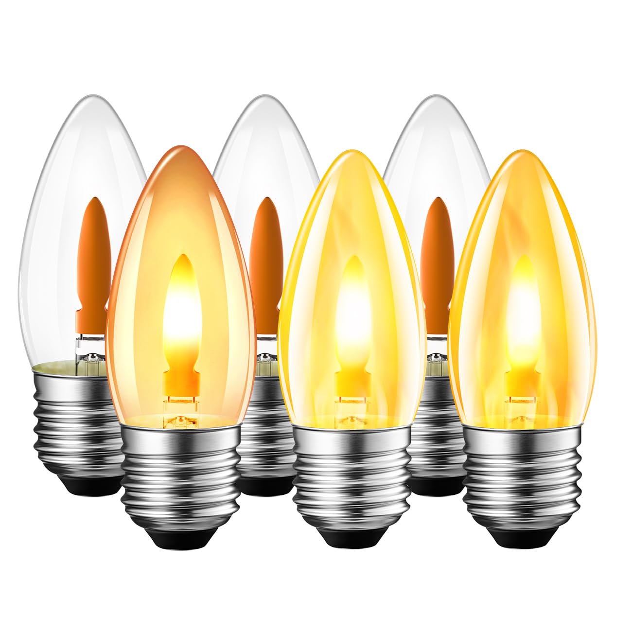 Lvwit Warm White Flicker Flame Light Bulb,E27 Flickering Candle Light Bulbs,1800K Fire Flickering Chandelier Light Bulbs For Daily Decoration,Christmas,Halloween,Party,Non-Dimmable(6 Pcs,2 Modes)