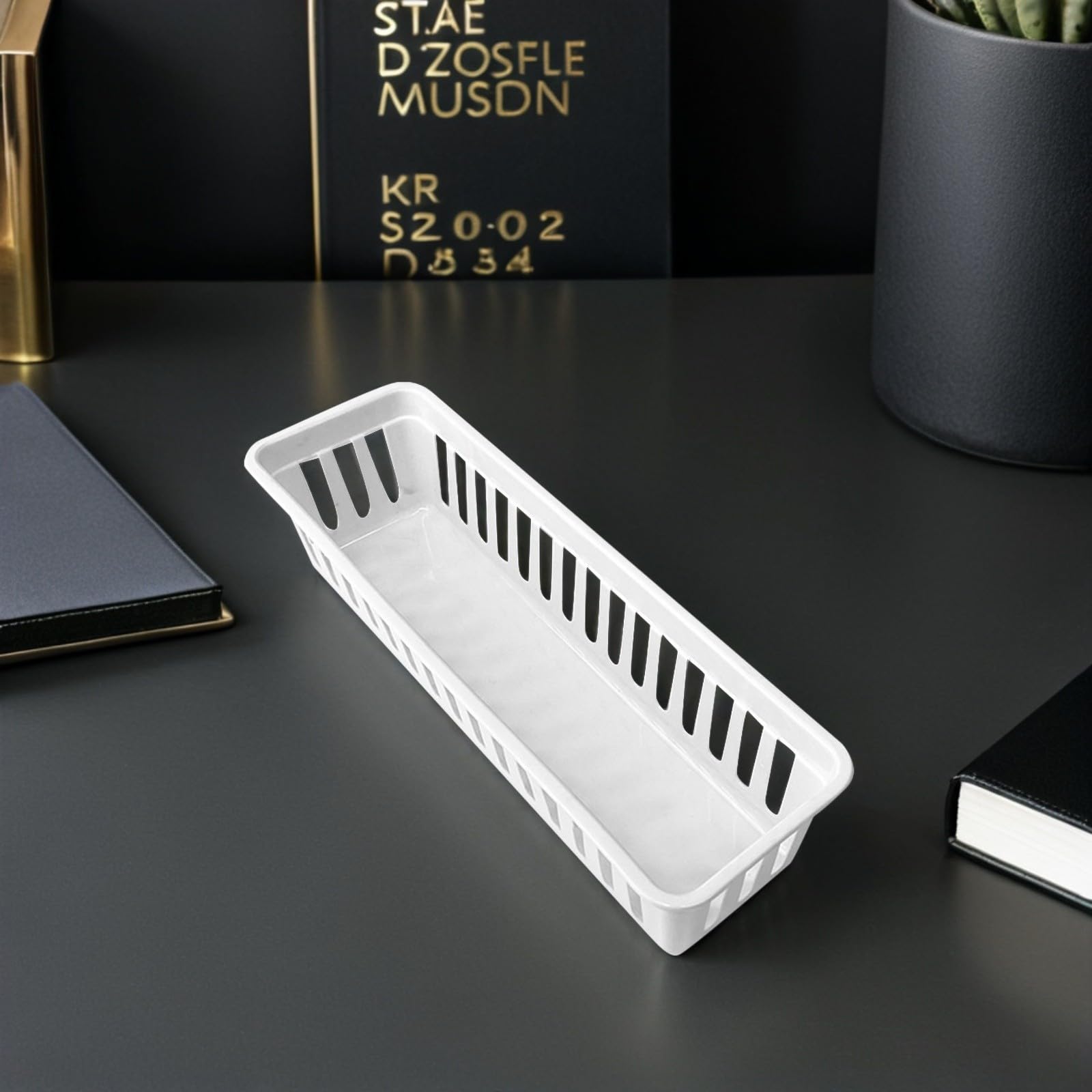 Alipis Organiseur de Crayons en Plastique Blanc, Design Rectangulaire Simple Ventilation, Lot de 12 Paniers Multifonctions pour Bureau et Salle de Classe