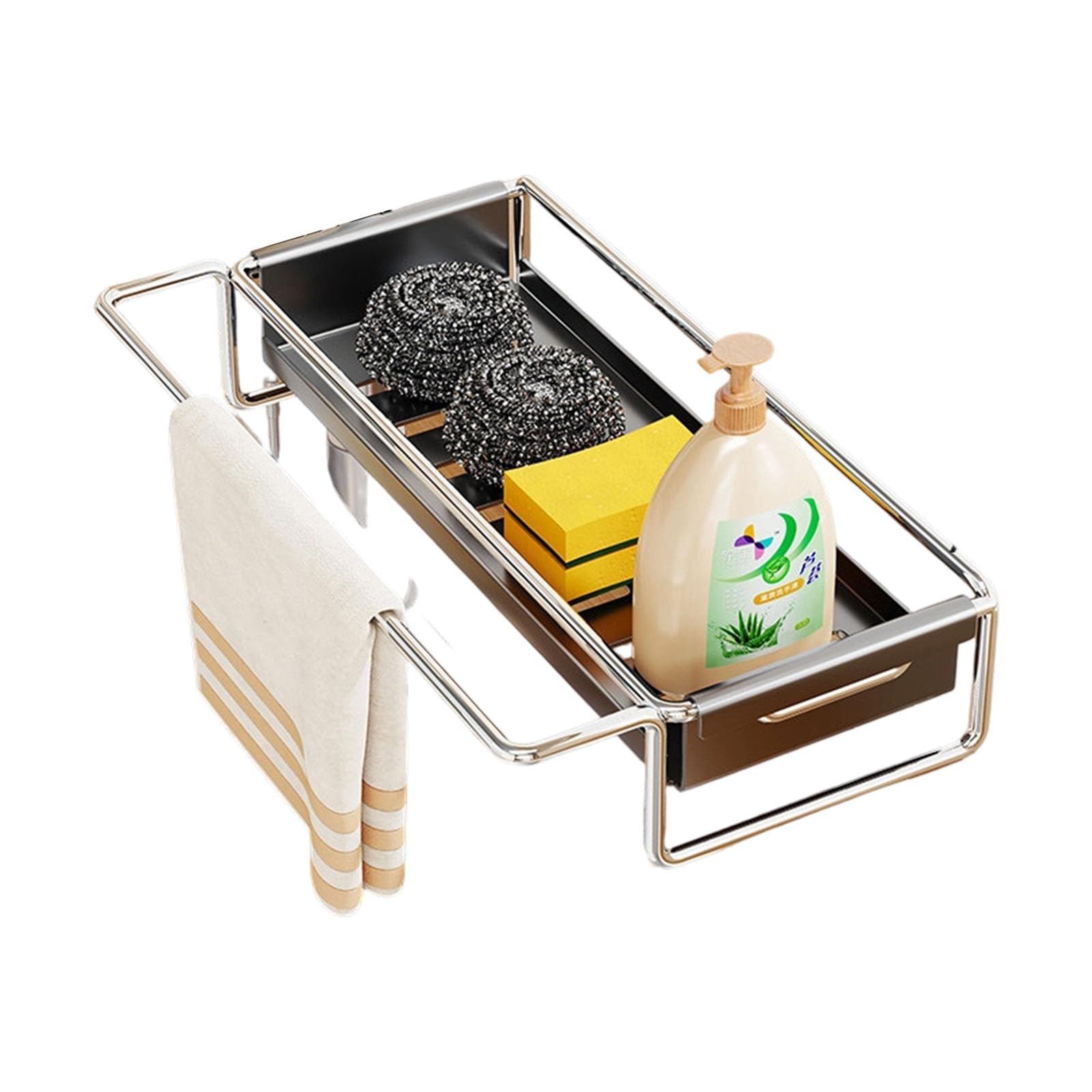 Btgghytr Modern Sink Side Shelf Built From Strong Stainless Steel for Sponges and Towels Friendly Utensil Drying Rack