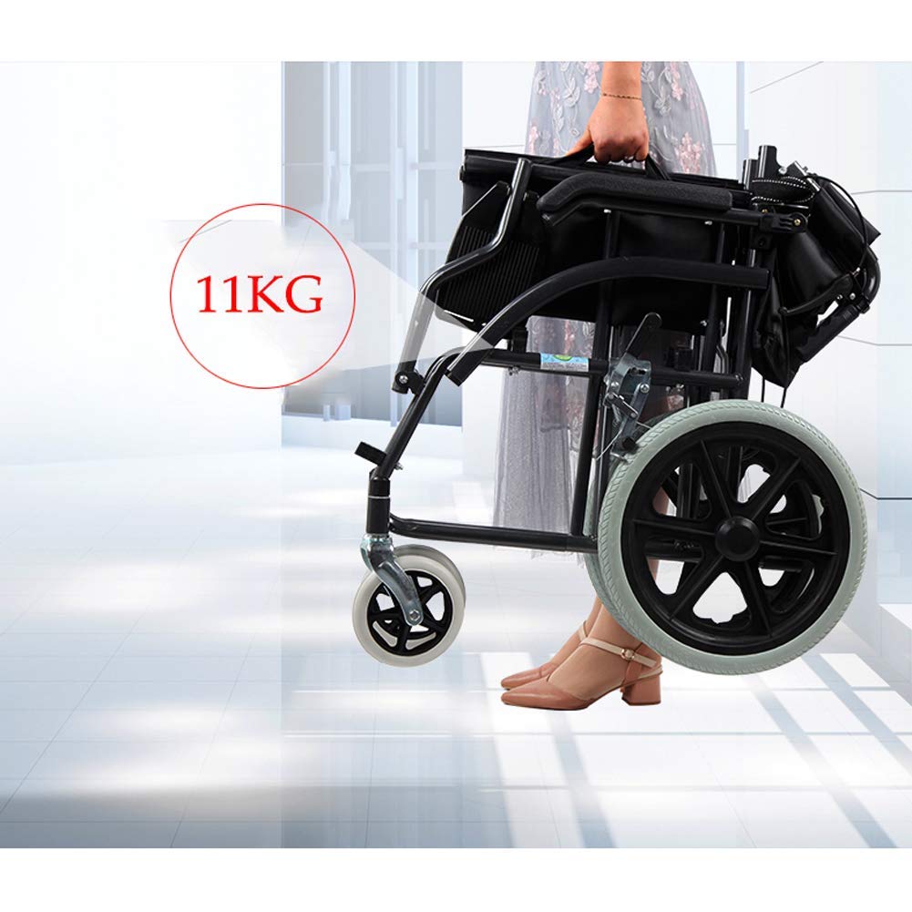 Silla de Ruedas Autopropulsable,Sillas de Ruedas con Chasis Ligero Y Plegable, Silla de Ruedas con Propulsión Auxiliar/Black