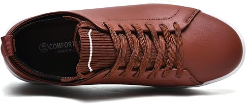 Vista 7 de ZZS Zapatos deportivos de cuero para hombre, cómodos, para negocios, tenis Oxford, Marrón