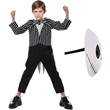 Skeleton Costume Kids Boys The Boy Jumpsuit and Mask Outfits Halloween Cosplay Props 3-12 Years