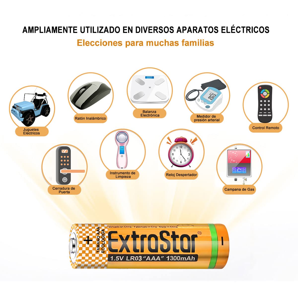 EXTRASTAR Batería de Alcalinas AAA LR03 de 1,5 Voltios, 1300mAh No7 Pilas, Gama Performance, No Se Puede Cobrar, 24Pcs — view 5