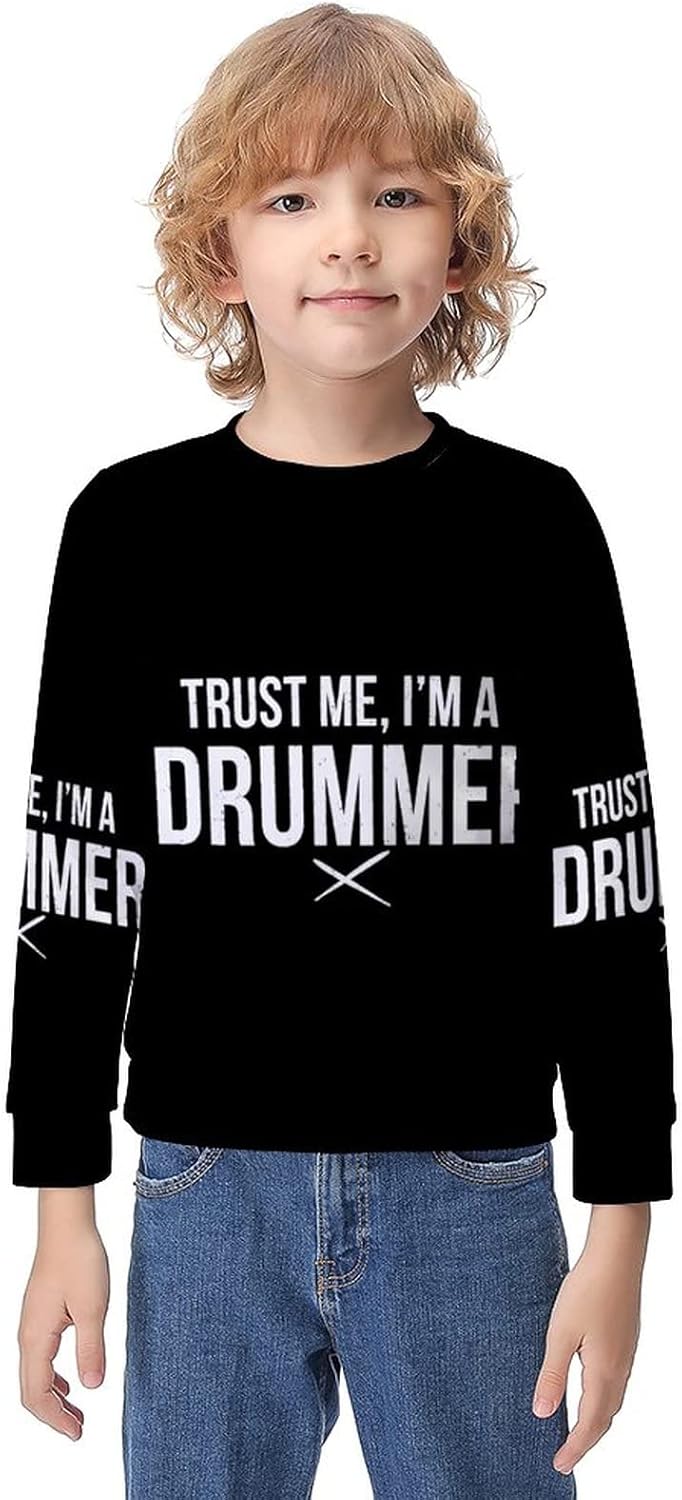 WEEDKEYCAT Trust Me, I'm A Drummer Pullover Sweatshirts Long Sleeve Crewneck T-Shirts Sweater Clothes for Boy Girls Casual : Sports & Outdoors