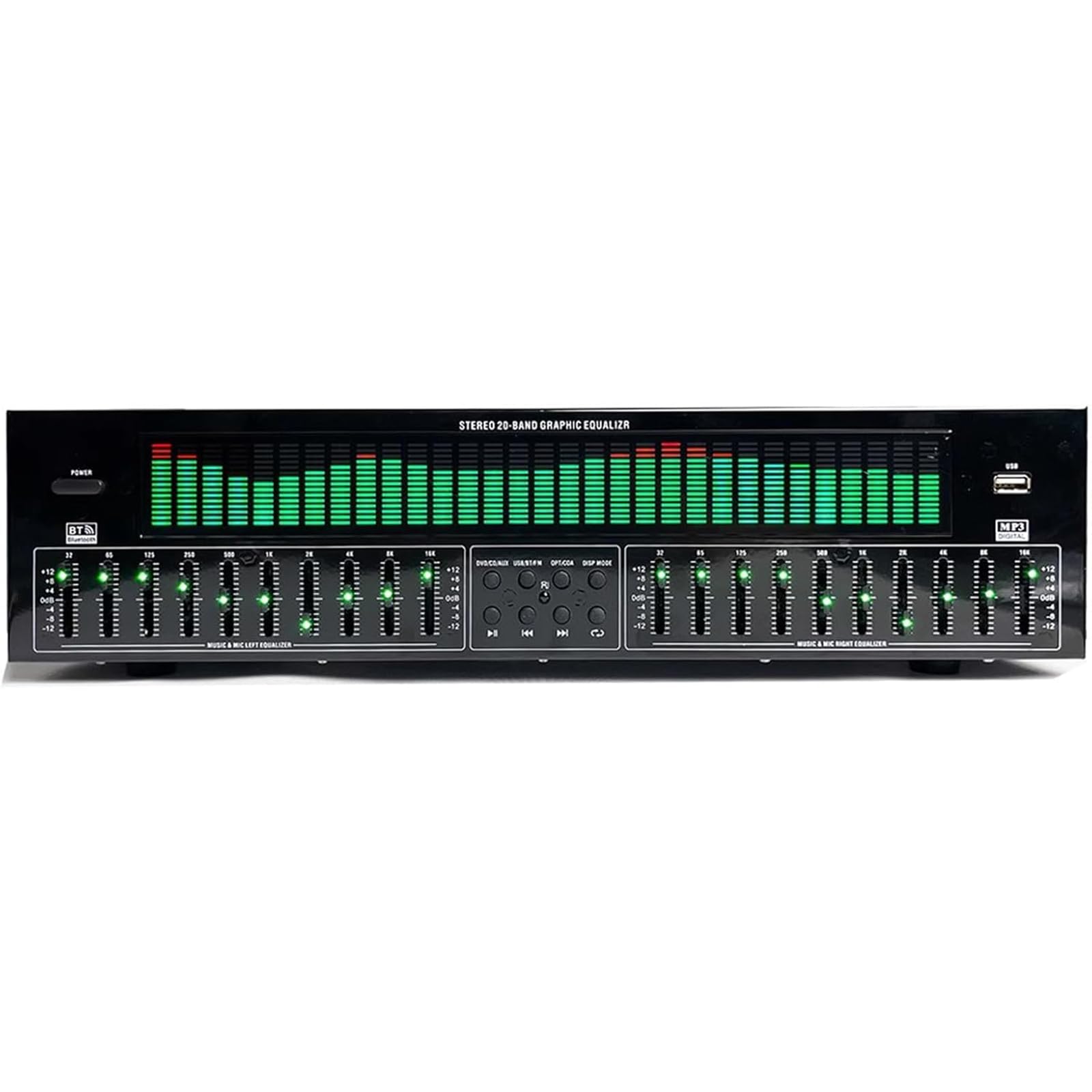 McbeAn Digitaler Equalizer, Audio-Stereo-Grafik-EQ, LED-Musikspektrumanalysator, 12 Rhythmusmuster, 31 Segmente Dynamisches Spektrum, Zwei 10 Segmente Unabhängiger Abstimmung, Für Aufnahmestudio