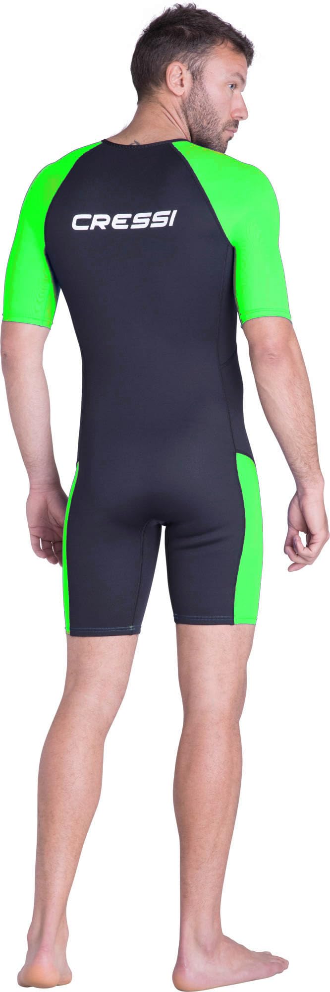 CRESSI Tiburon Man Shorty kombinezon czarny/fluo limonkowy 2 mm M/3 - męski kombinezon neoprenowy i elastanowy krótki kombinezon YKK zamek błyskawiczny z przodu, czarny/limonkowy, M/3