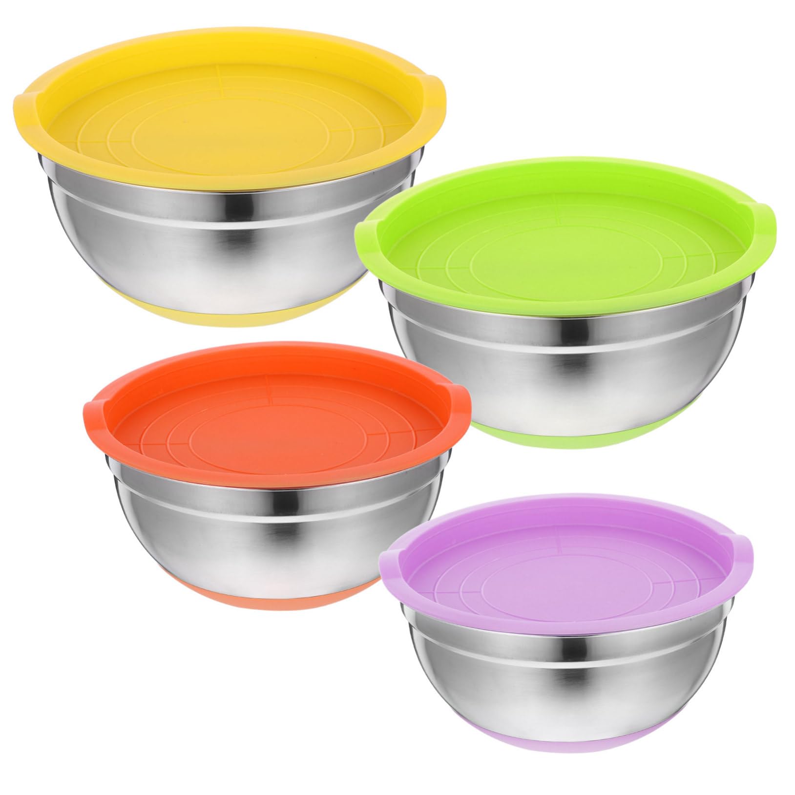 Cabilock Juego de Cuencos de Acero Inoxidable para Mezclar con Tapa para Ensalada Sopa Y Fruta para El Hogar Y El Restaurante