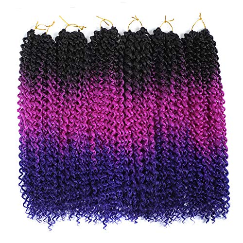 Dansama 6Pcs Passion Twist Crochet Hair Ombre Crochet Passion Twist Braiding Hair 18Inch Water Wave Crochet Braids for Long Passion Twist (Black Blue Violet)