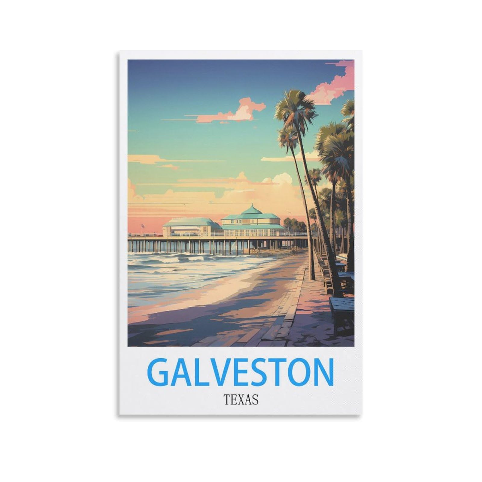 Vintage Metal Tin Sign Funny Retro,Galveston Texas,Decoration for Home Wall Art Kitchen Bar Pub Room Farm Garage Vintage Retro Poster Plaque 30x40cm