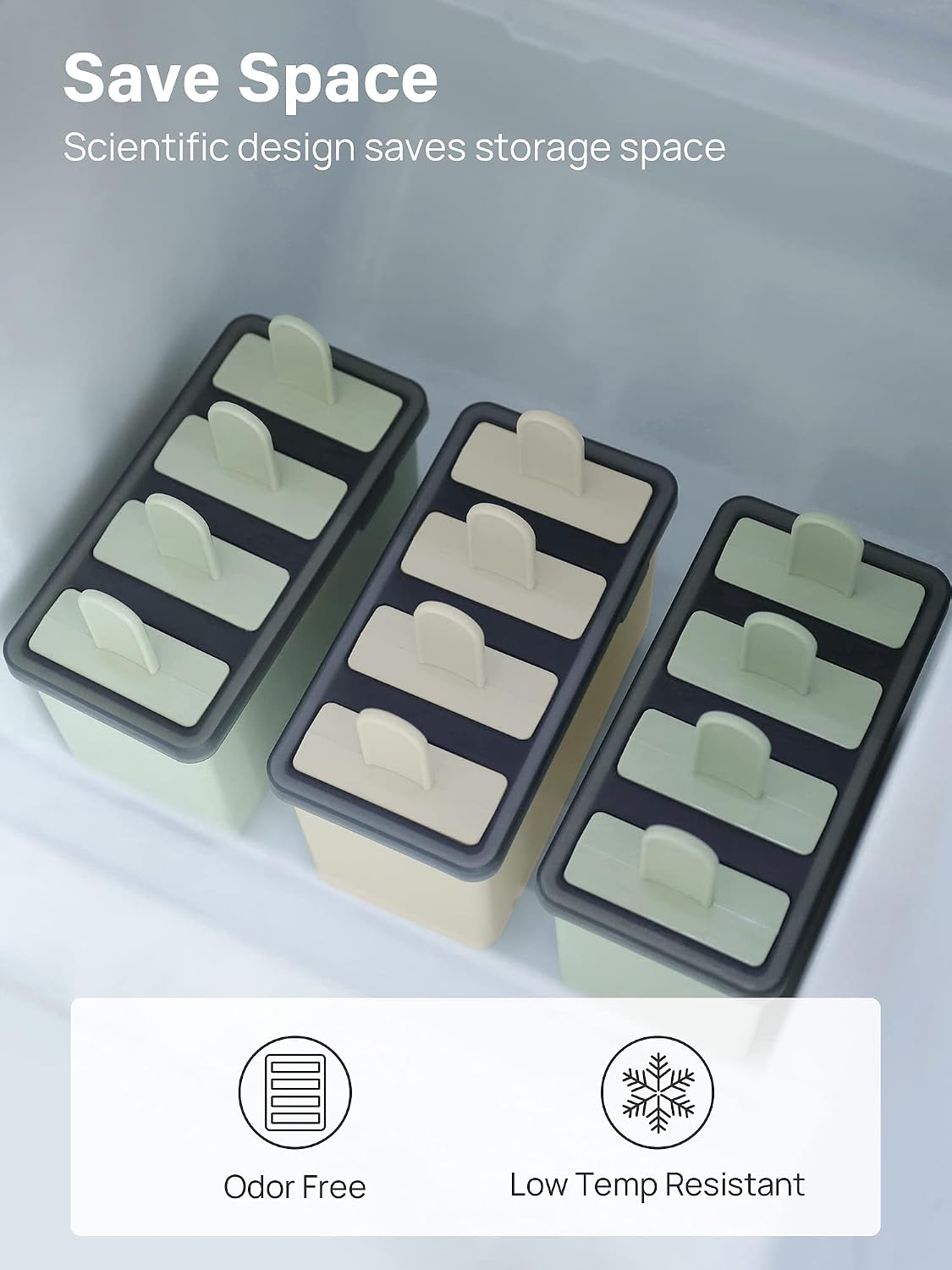 Kootek Popsicles Molds Sets 8 Ice Pop Makers Reusable Ice Cream Mold - Dishwasher Safe, Durable DIY Popsicles Tray Holders with Silicone Funnel, Cleaning Brush Kitchen Supplies (Green & Beige)