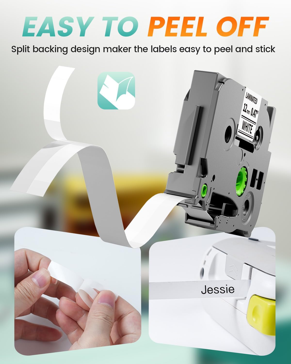 Replacement for Brother P Touch Label TZe TZ Tape 12mm 0.47 Laminated White