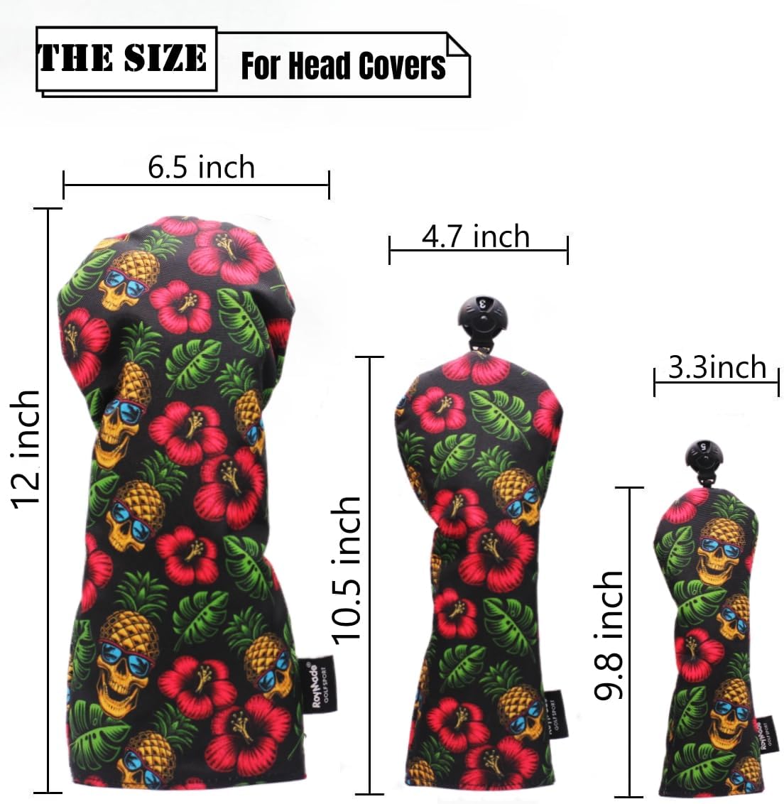 ROYMADE Golf Club Head Covers 3 Pack Waterproof Cloth Head Covers for Driver/Fairway Wood/Hybrid Fit All Golf Clubs Headcover #1#3#5 for All Brands