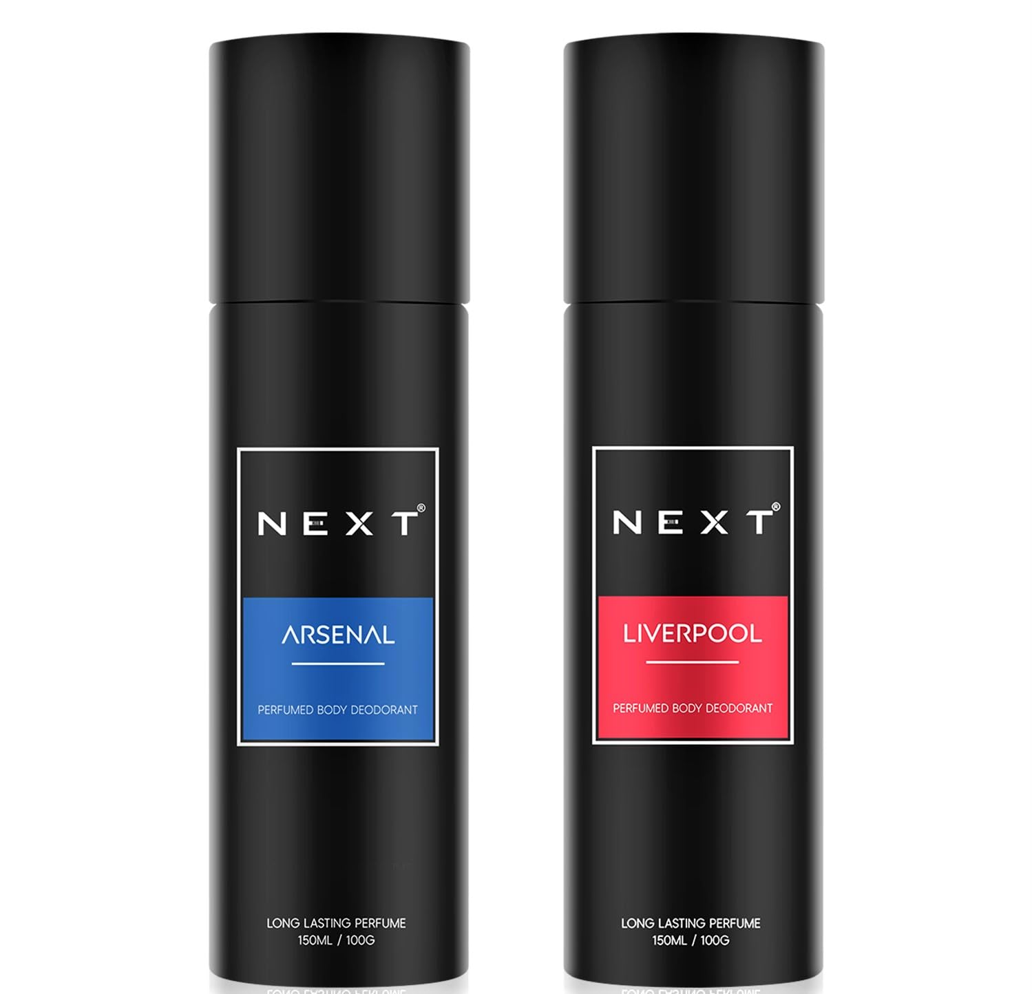Next Care Arsenal & Liverpool Perfumed Body Spray for Men & Women | Long Lasting Deodorant Combo Pack | Woody Floral & Fresh Citrus Fragrance | Body Deodorant Spray | 150ml Each (Pack of 2)