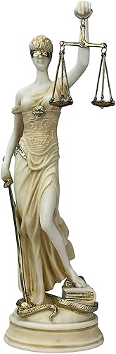 Themis - Escultura de estatua de la diosa de la ley de la justicia romana griega pintada a mano, 13.8 pulgadas