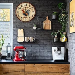 UFunhome 10-Inch Retro Wall Clock, Round Silent Non Ticking Battery Operated Clock Wood for Loft/Living Room/Classroom Decoration, Vintage Style French Country Rustic Barn Rooster UFunhome 10 Inch Retro Wall Clock Round Silent Non Ticking Battery Operated Clock Wood for LoftLiving RoomClassroom Decoration Vintage Style French Country Rustic Barn Rooster