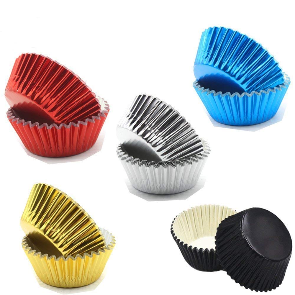 Backförmchen aus Metallfolie, 200 Stück 500pcs mix color