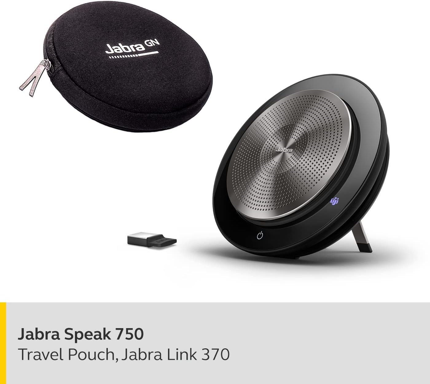 Jabra Speak 750 Haut-parleur de conférence portable certifié Communications unifiées avec adaptateur Bluetooth et USB Connexion avec ordinateurs portables, smartphones et tablettes