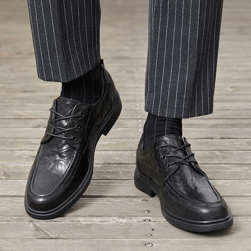 Men's Fashion Orthopedic Shoes Mens Alligator Crocodile Print Oxfords Fashion Lace Up Dress Shoes Men Genuine Leather Wingtip Dress Oxford Shoes(Black,9.5)3