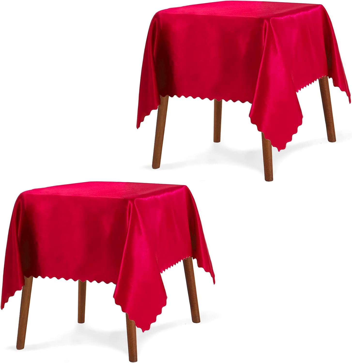 P Pothuiny 2 Pack Red Satin Tablecloth 54 x 54 Inches