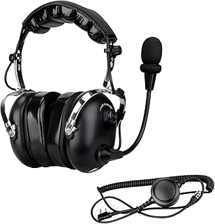 Retevis Noise Reduction Walkie Talkie Headset, Racing Headset, Volume Adjustable, Compatible RT22 RT21 RT68 RT19 NR10 Baofeng UV-5R BF-F8HP, Two Way Radio Headset with Mic(1 Pack)