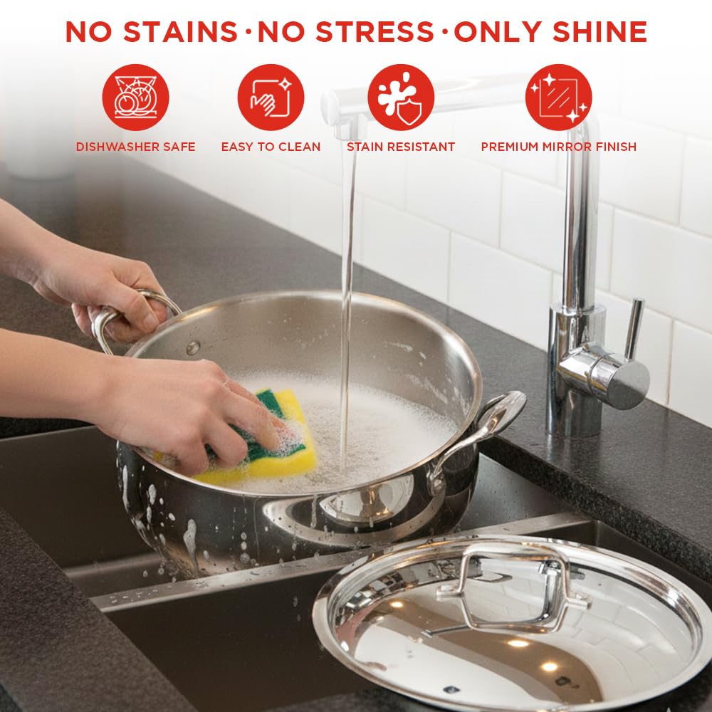Vinod Platinum Chef’s Lagan Pot 28 cm - 7 Litre | Triply Stainless Steel Biryani Pot Heavy Bottom | Shallow Lagan Handi for Cooking Biryani | Healthy Triply Cookware, Induction Friendly, with Lid — Amazon image 7