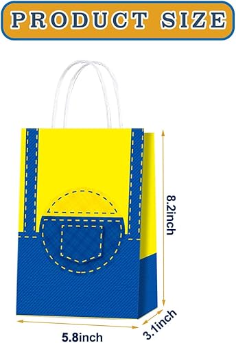 Miniatura 3 de Nuwontun 16 bolsas amarillas de regalo de dibujos animados, decoración de fiesta de cumpleaños de dibujos animados amarillos