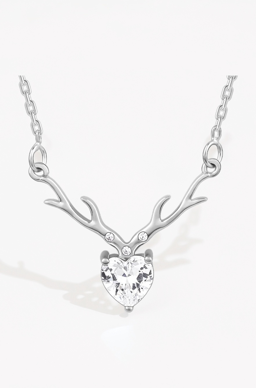 925 Sterling Silver Anushka Sharma Zircon Deer Heart Pendant with Chain | Necklace to Gift Women & Girls| With Certificate of Authenticity and 925 Sta