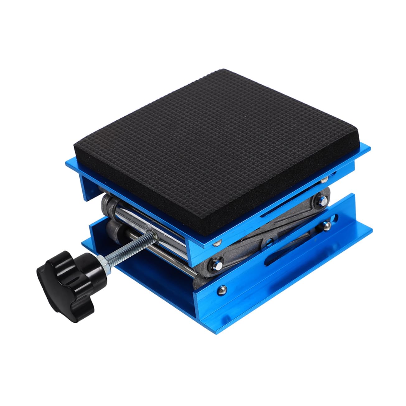 Hebeplattform 15x15cm aus Aluminiumlegierung für Laborgeräte | Stoßdämpfende Eva Abs Eisen Ausführung, Verstellbar 7, 5 bis 27, 5cm, Rutschfeste Ausführung