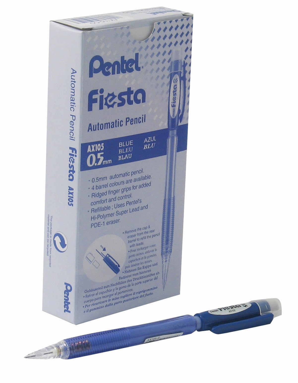 Pentel AX105-C - Portaminas 0.5mm, azul, 12 unidades