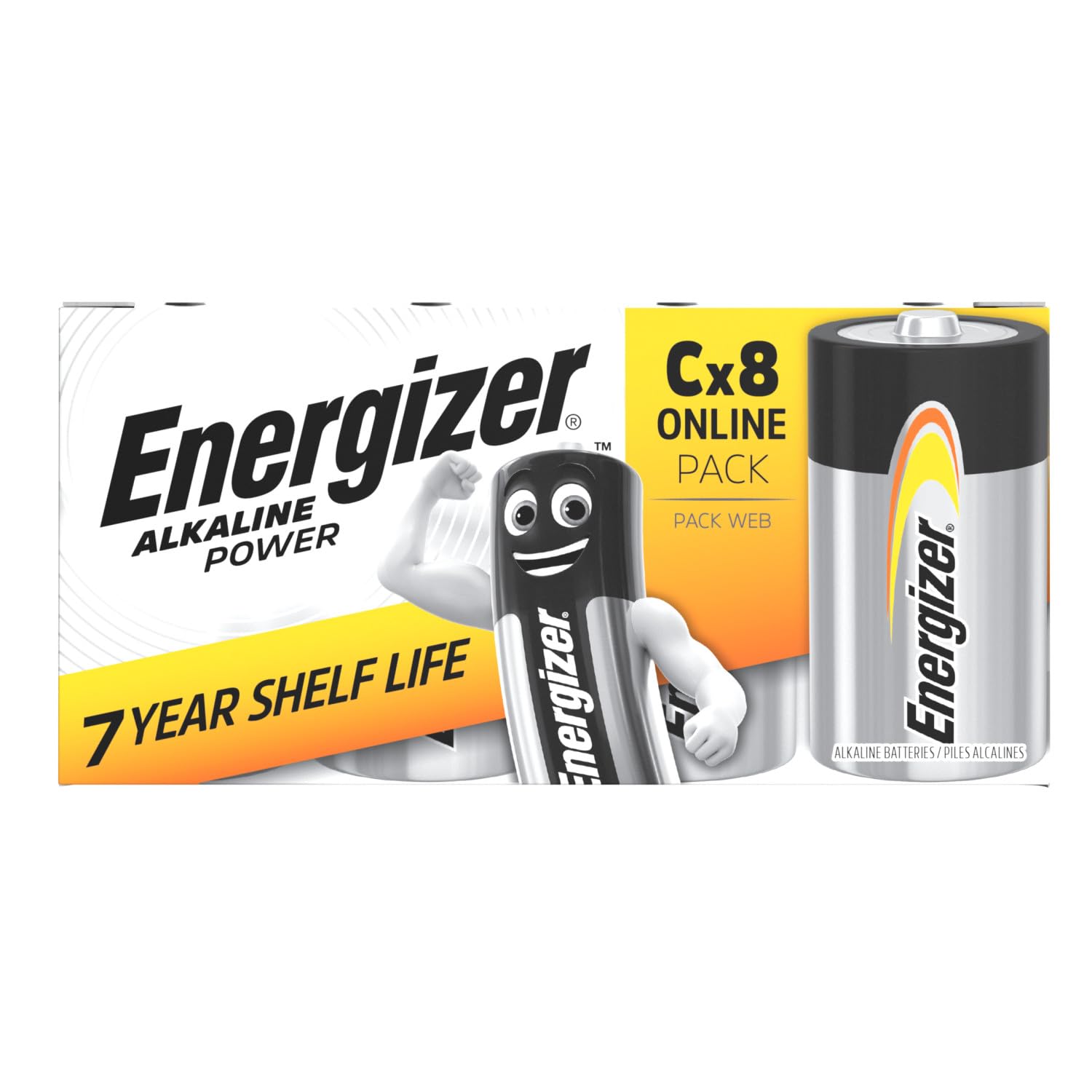 C Batteries, Alkaline Power, 8 Pack - Amazon Exclusive (Package may vary)