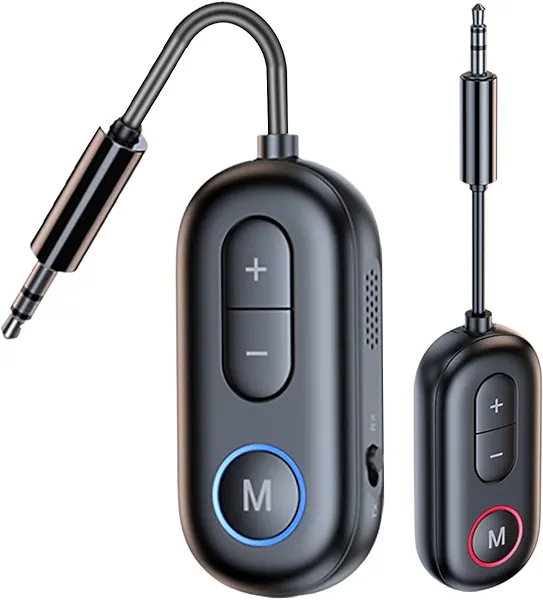 SYENGKKY Bluetooth 5.4 Transmitter Receiver - 2-in-1 Bluetooth Wireless Audio Transmitter for Headphones or BT Devices - 3.5mm Audio Jack Adapter for TV, Airplane, Car, PC, Gym Equipment, Switch