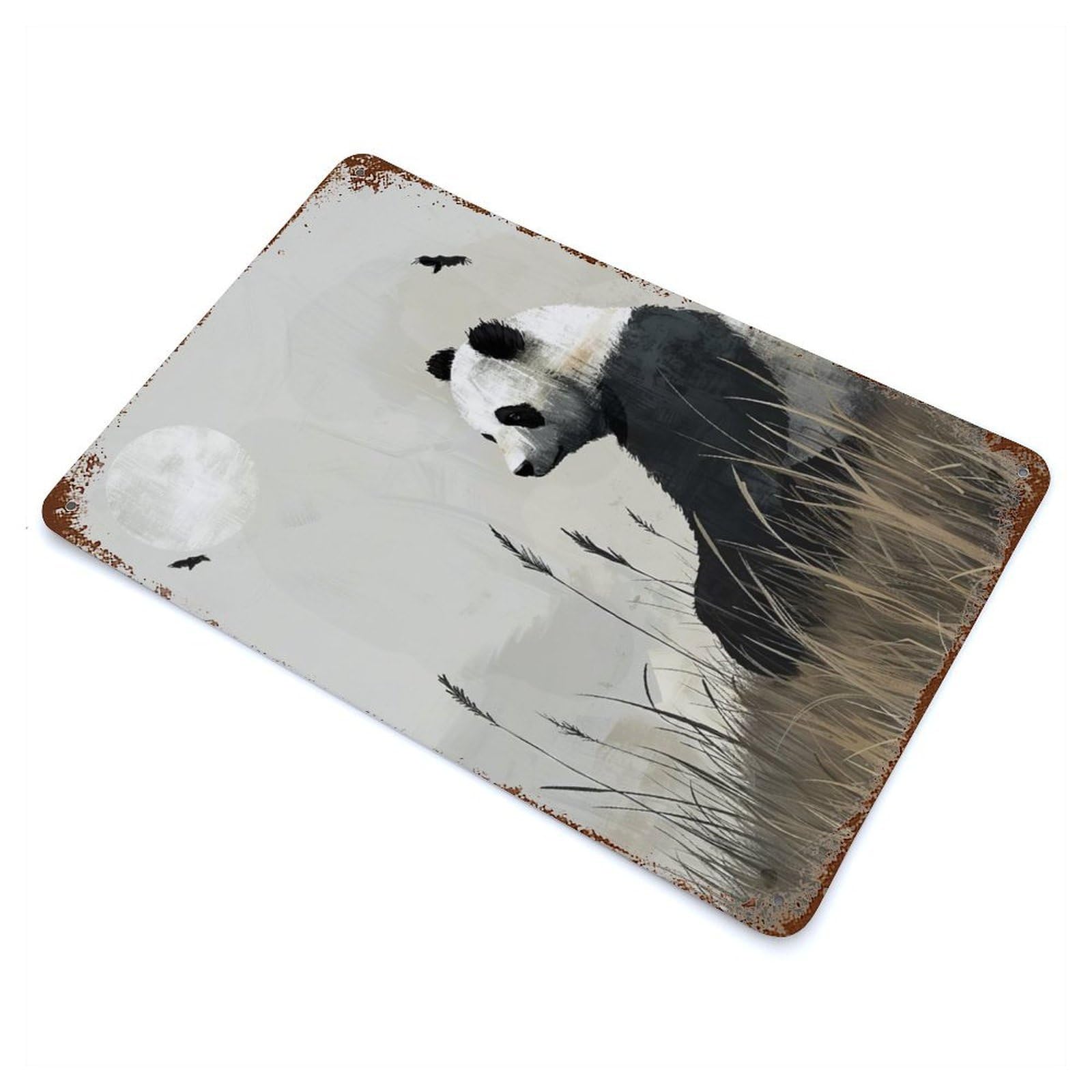 Panda in Tall Grass Retro Metal Sign 11.8"x7.9", Classic Wall Plaque for Garage, Pub Or Kitchen