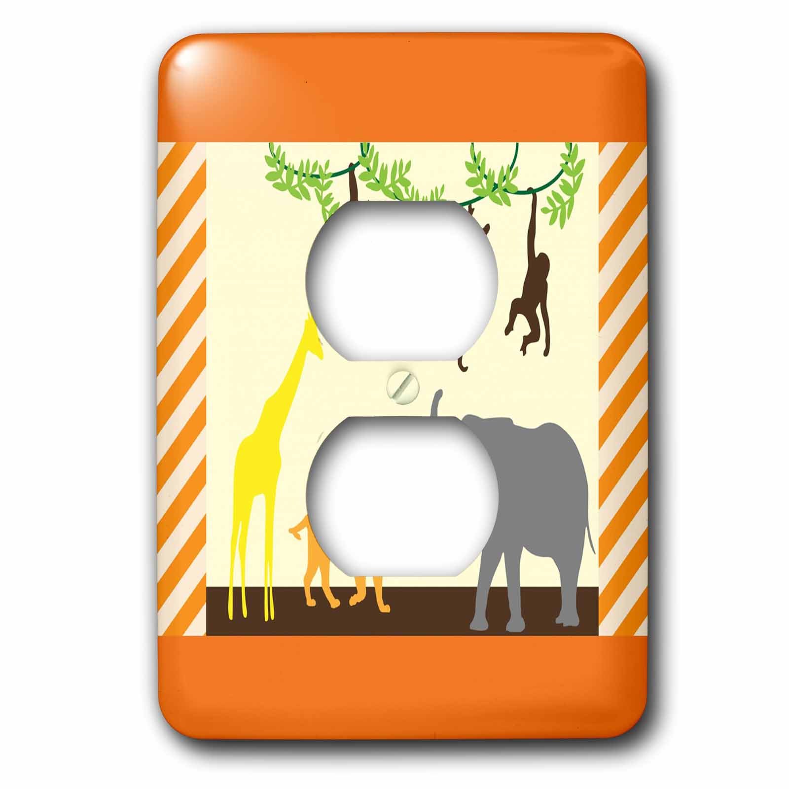 Impression d'animaux de la jungle plaque 2 prises de courant multicolore rayures oranges