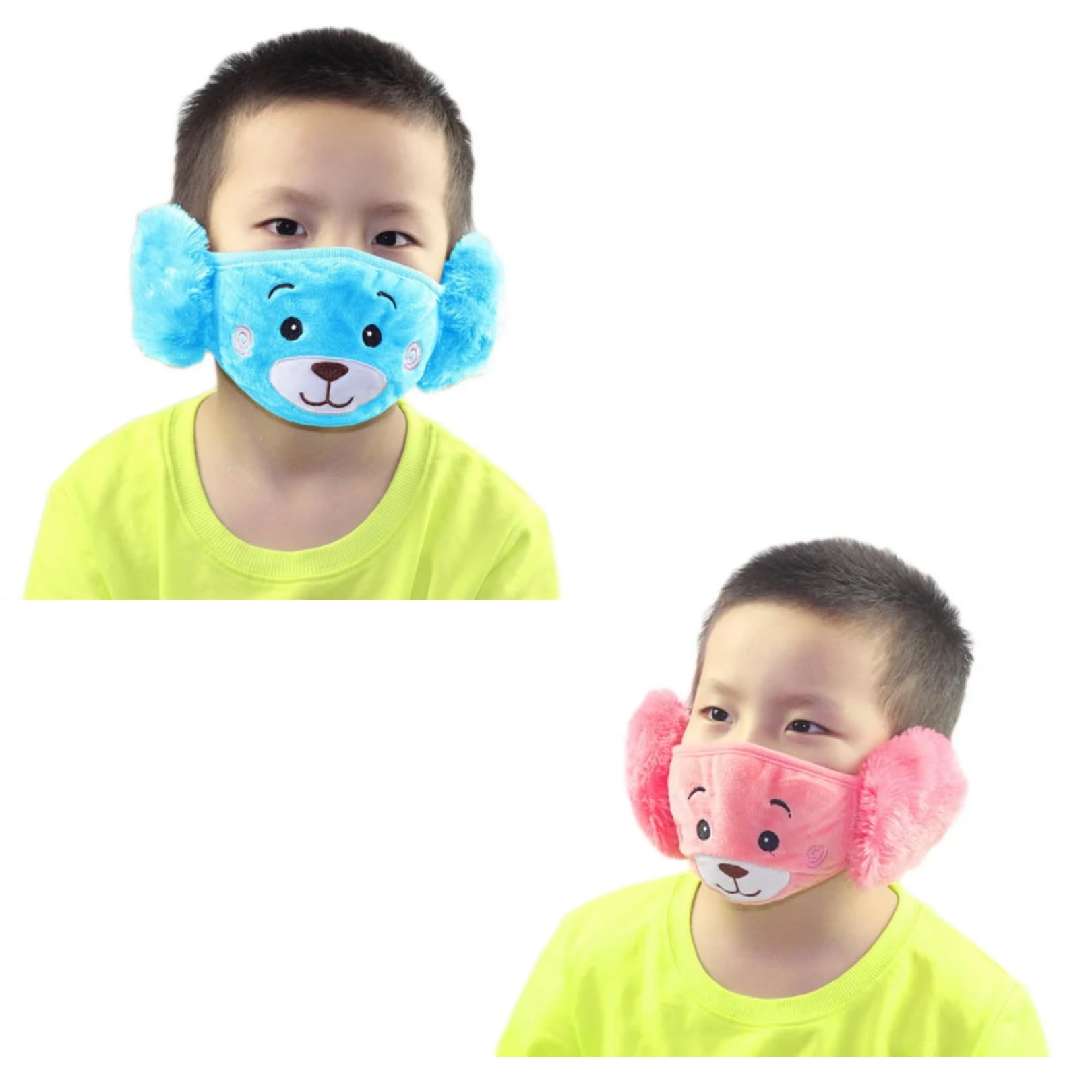 TradehubReuseble Mask For Kids,Kids Girl's and Boys' Warm Winter Face Mask with Plush Ear Muffs Covers (4 Years to Adult Years)