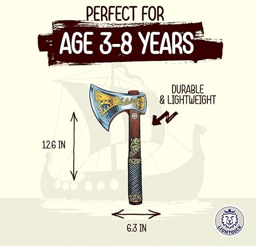 Miniatura 4 de Liontouch - Hacha vikinga  para niños mayores de 3 años  Juguete medieval de espuma de Chief Harald's para pequeños guerreros y juego de simulación